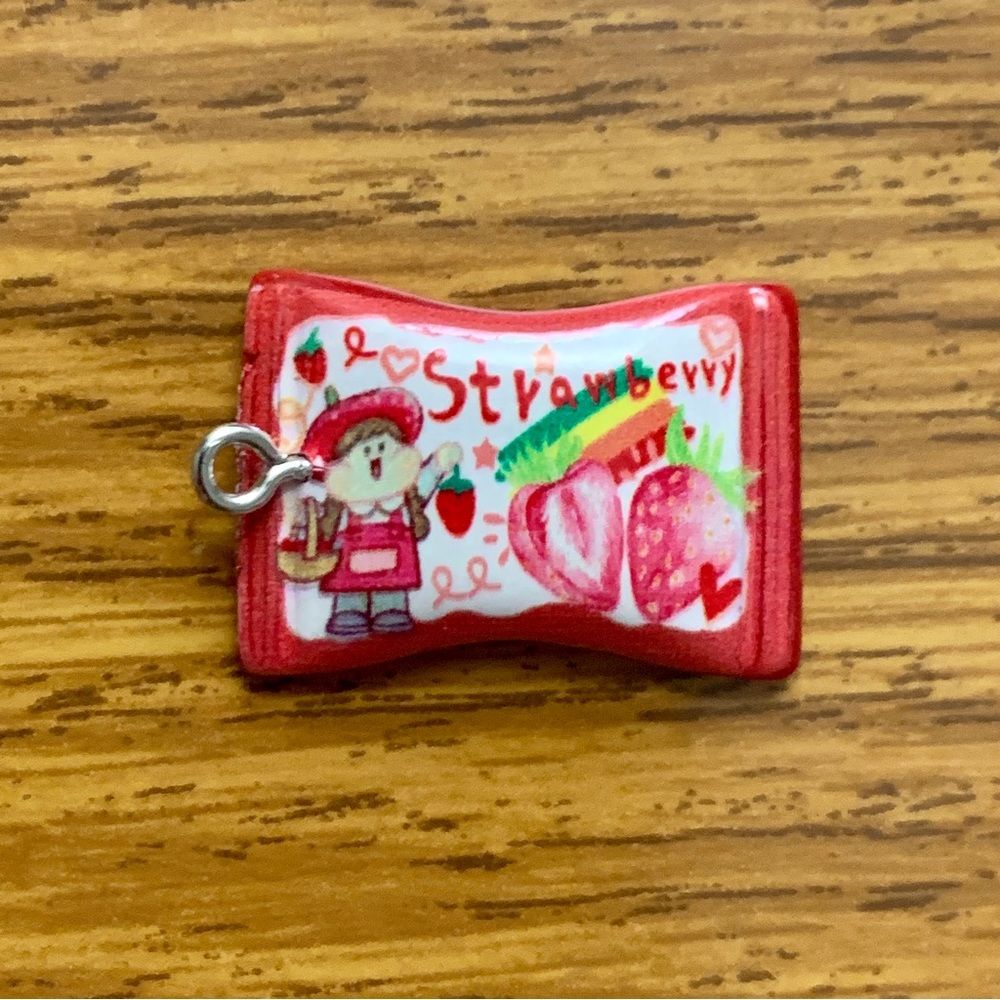 Strawberry Packet Charm Pendant